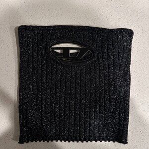 Diesel M-CLARKSVILLE Ribbed Lurex Tube Top - Black Metallic Shimmer - S